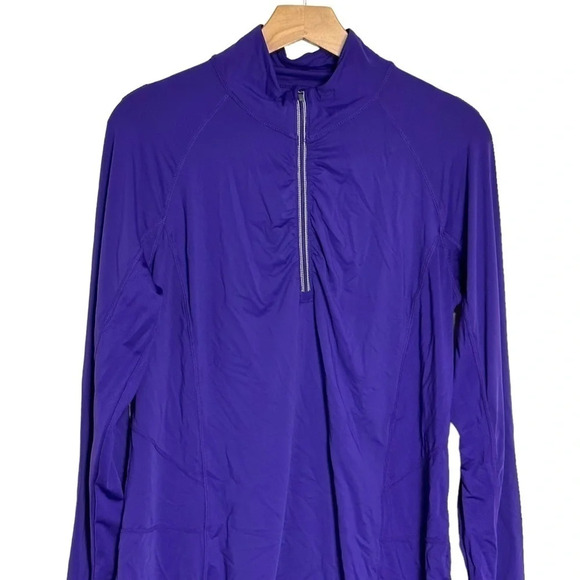 Tangerine‎ XL purple 1/4 zip performance pull over athletic top with thumb holes - Picture 2 of 8